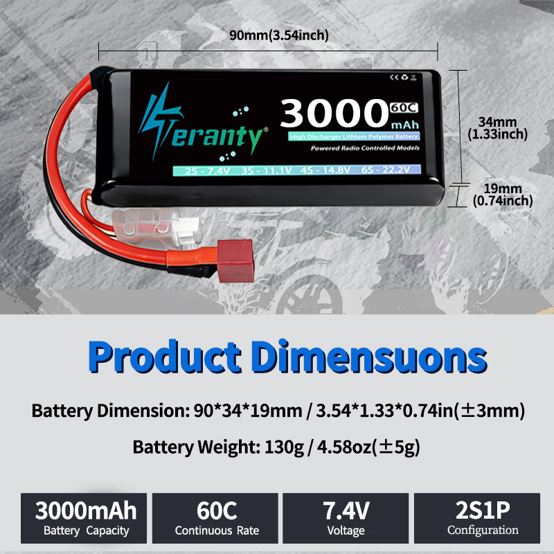 TERANTY 2S 3000mAhリポバッテリー 7.4V - Rc Hobby Airplanes のレビューと価格